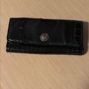 Brighton Black Patent Leather Crocodile Embossed Wallet